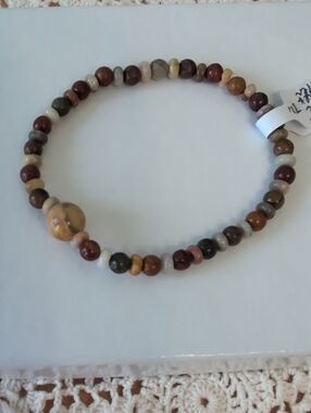 Crazy Lace Agate and Red Creek Jasper Stretch Bracelet